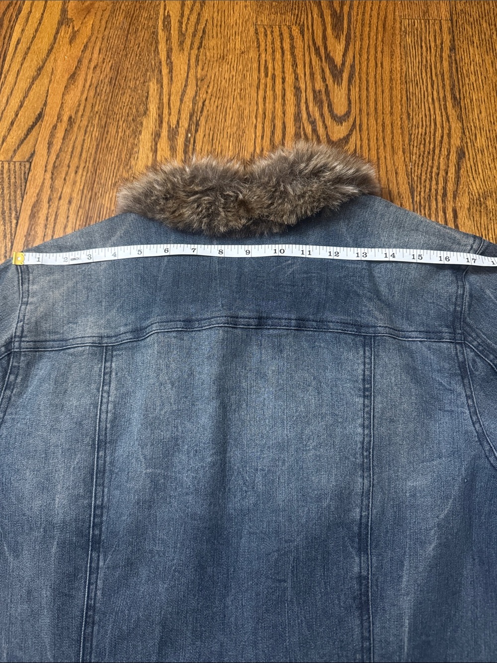 Y2K Midnight Velvet Faux Fur Trim Denim Jacket XL Boho Western Festival - Picture 9 of 11
